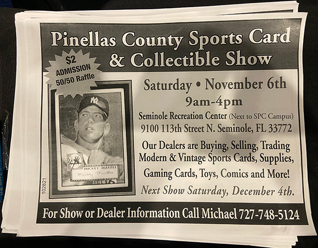Pinellas County Sports Card & Collectible Show | November 6, 2021 | Event Flyer