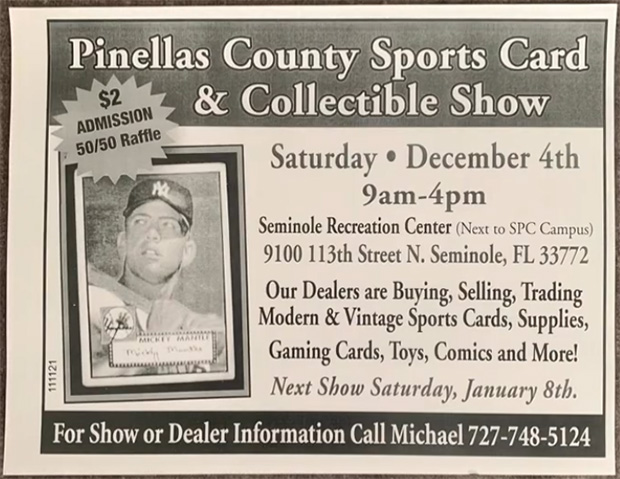 Pinellas County Sports Card & Collectible Show | December 4, 2021 | Event Flyer