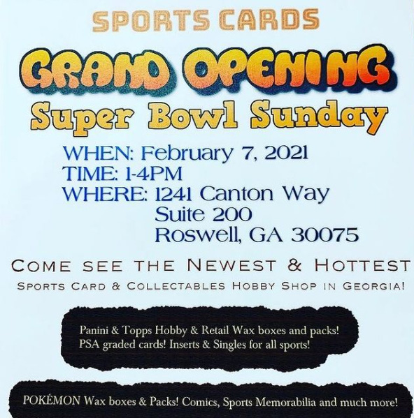 Hot Hand Sports Cards Grand Opening | February 7, 2021 | Event Flyer