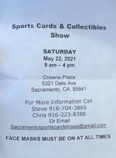 Sacramento Sports Card Show | May 22, 2021 | Event Flyer