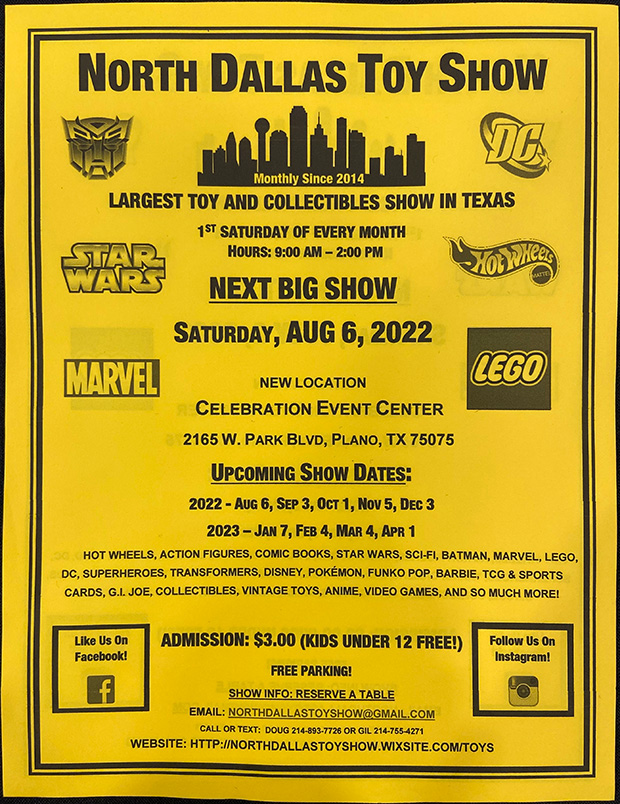 North Dallas Toy Show | August 6, 2022 | Event Flyer