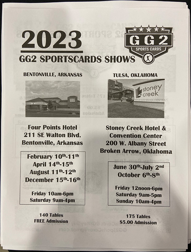 GG2 Sports Cards Show | 2023 Dates | Event Flyer