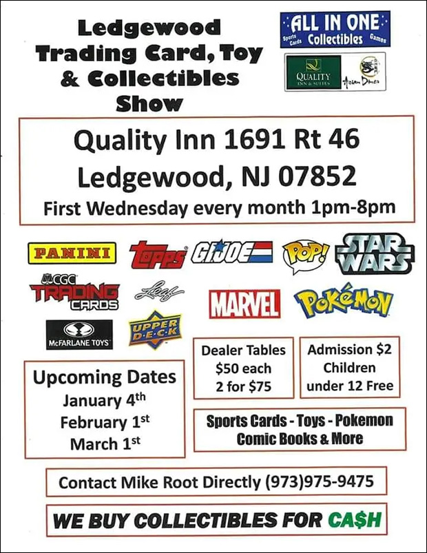 Ledgewood Trading Card, Toy & Collectibles Show | 2023 Dates | Event Flyer