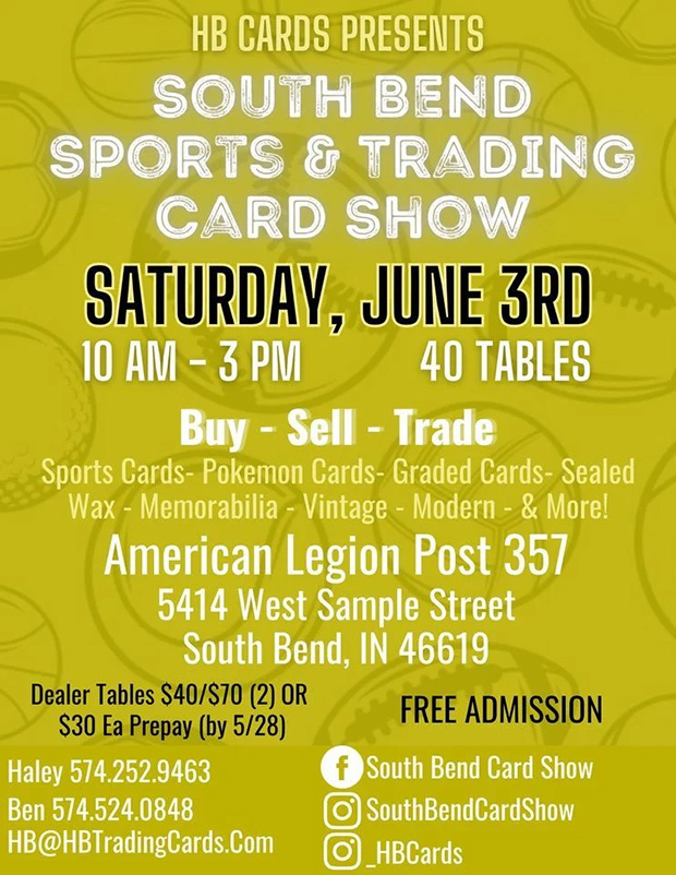 South Bend Sports & Trading Card Show | June 3, 2023 | Event Flyer