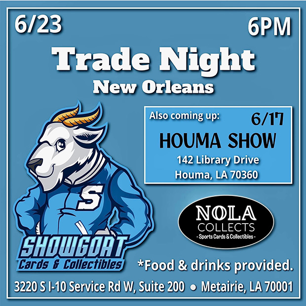 Showgoat Cards & Collectibles Trade Night | June 23, 2023 | Event Flyer
