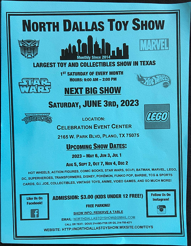 North Dallas Toy Show | June 3, 2023 | Event Flyer