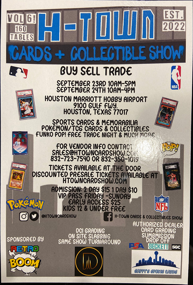 H-Town Cards & Collectible Show | September 23-24, 2023 | Event Flyer