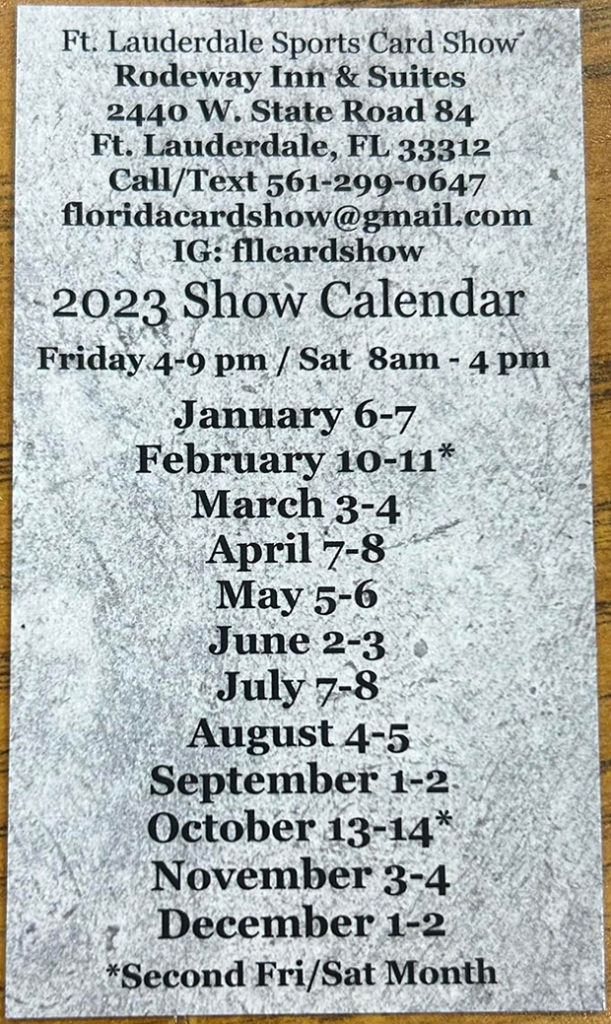Ft. Lauderdale Sports Card Show 2023 Dates The Radicards® Calendar