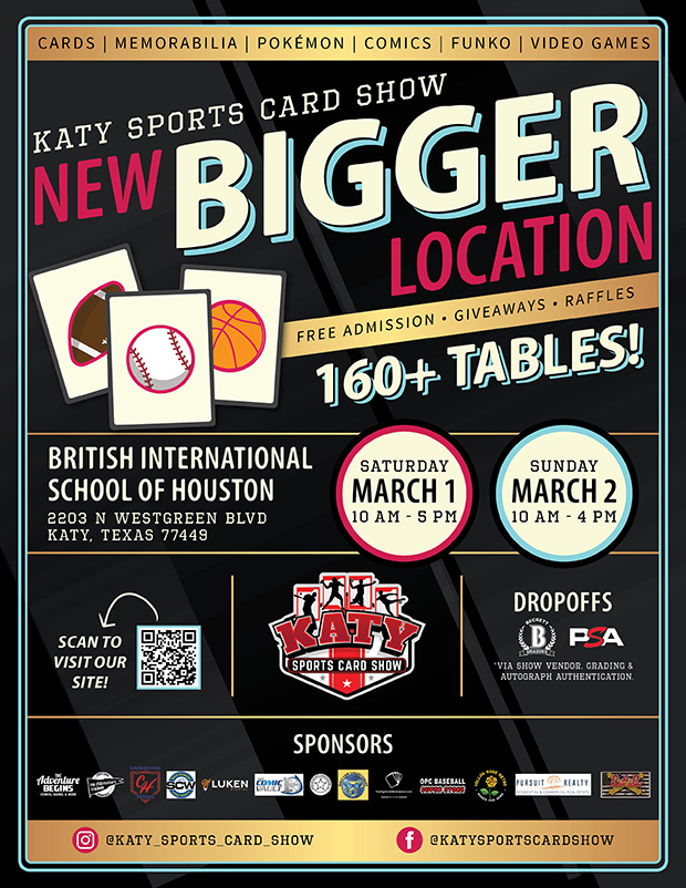 Katy Sports Card Show | March 1-2, 2024 | Event Flyer