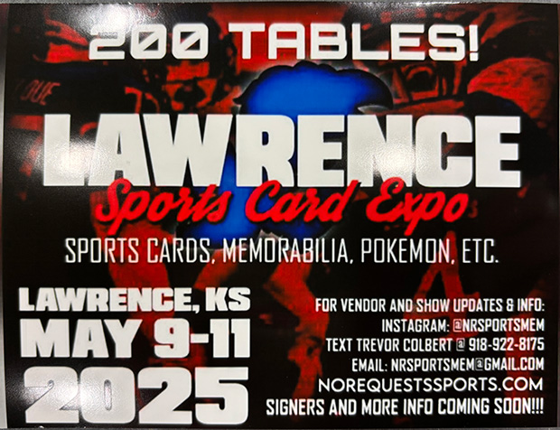 Lawrence Sports Card Expo | May 9-11, 2025 | Event Flyer