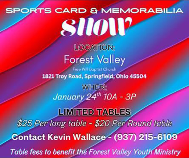 Forest Valley Sports Card & Memorabilia Show | January 24, 2026 | Event Flyer