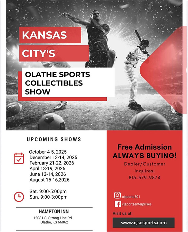Olathe Sports Collectibles Show | February 21-22, 2026 | Event Flyer