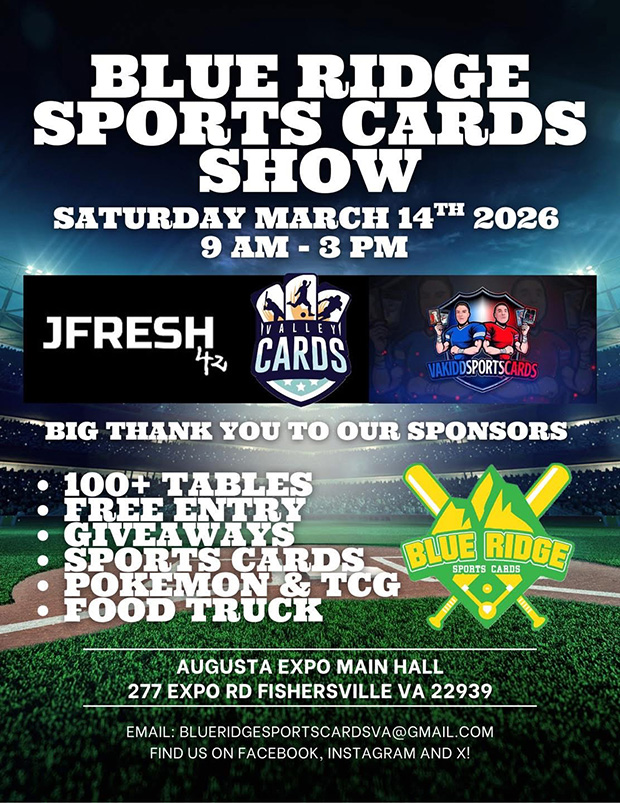 Blue Ridge Sports Cards Show | March 14, 2026 | Event Flyer