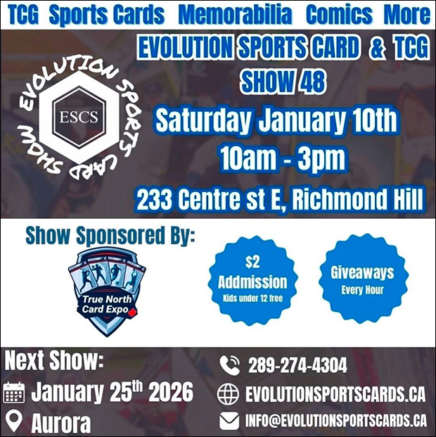 Evolution Sports Card Show | January 10, 2026 | Event Flyer