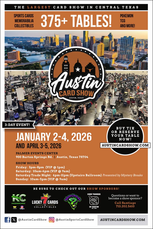 Austin Card Show | January 2-4, 2026 | Event Flyer