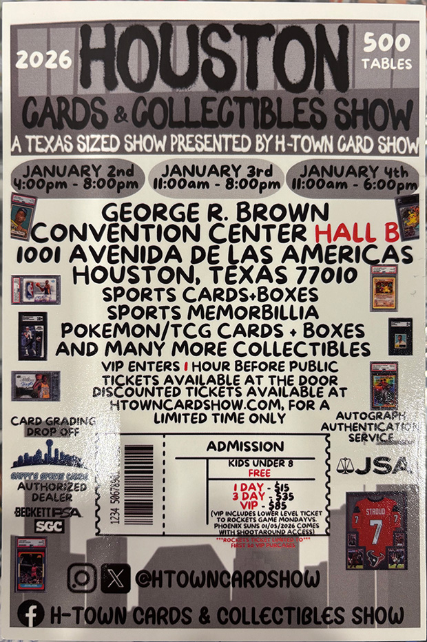H-Town Cards & Collectibles Show | January 2-4, 2026 | Event Flyer
