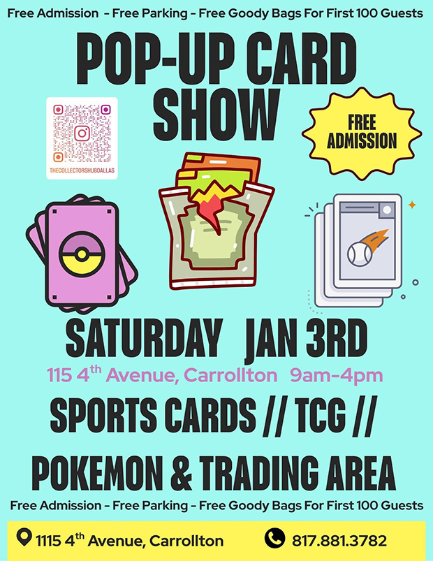 Carrollton Pop-Up Card Show | January 3, 2026 | Event Flyer
