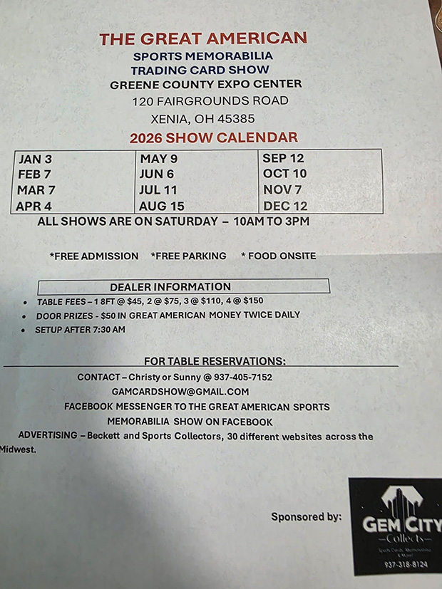 The Great American Card Show | January 3, 2026 | Event Flyer