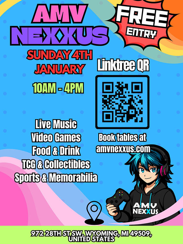 AMV Nexxus Card Show | January 4, 2026 | Event Flyer
